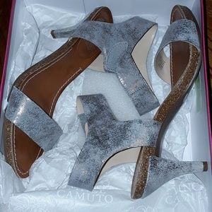 Vince Camuto Leahter Ankle Strap Heeled Sandals